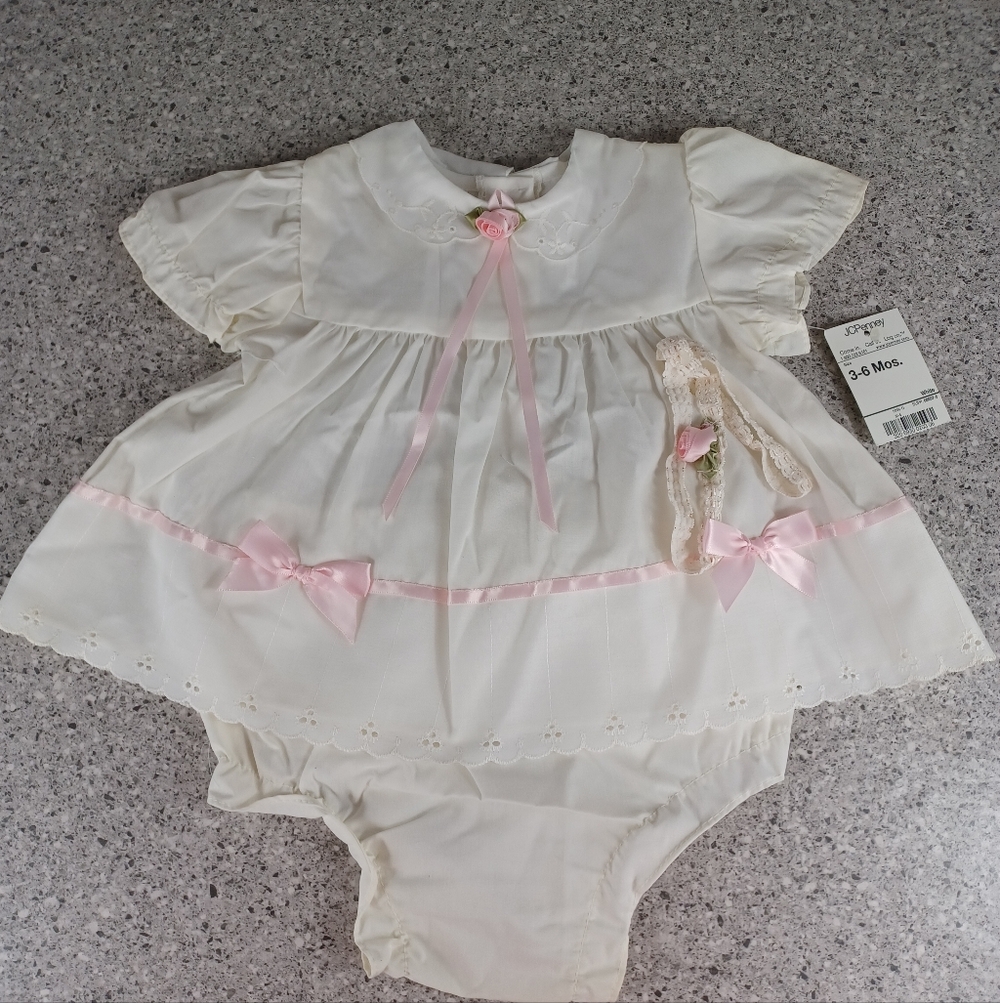 Vintage White Baby Dress 3 Piece Set JcPenney 3-6 Months